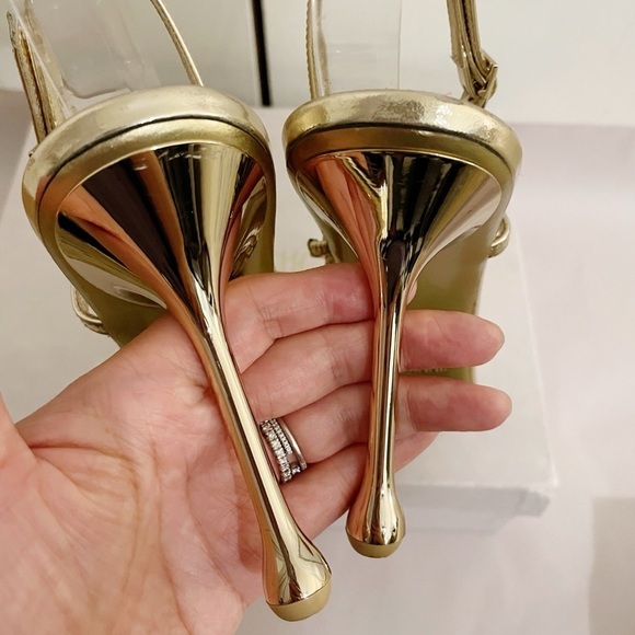 Jimmy Choo Etana Metallic Strappy Slingback Heels - Picture 11 of 13